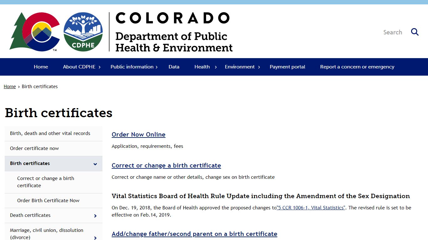 Birth certificates | Department of Public Health & Environment